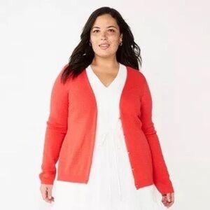 Draper James | Textured Button Front Cardigan Sweater Lightweight Plus XXL